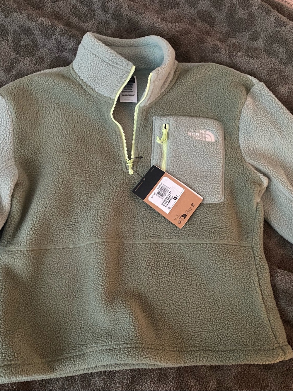 The North Face Sage Green Sherpa Half-Zip Pullover